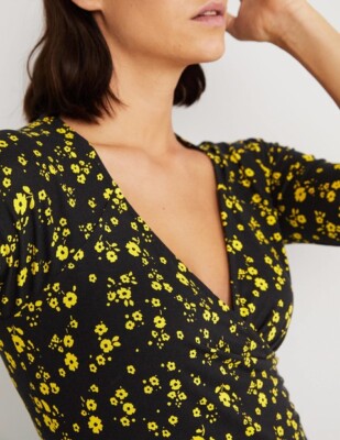 BODEN  Damen Jersey Shirt - Short Sleeve Wrap Top 32 34