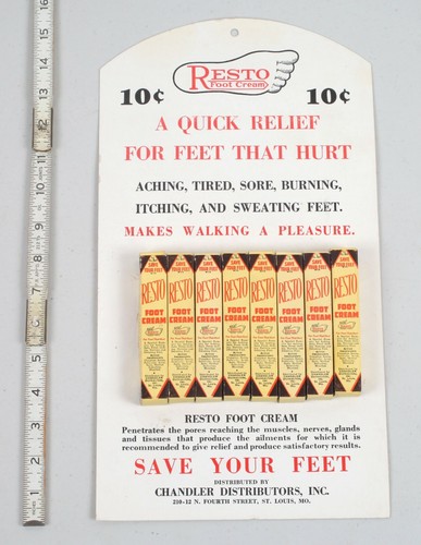 Vintage Collins Resto Foot Cream POP Store Display St. Louis NOS Full Stocked  