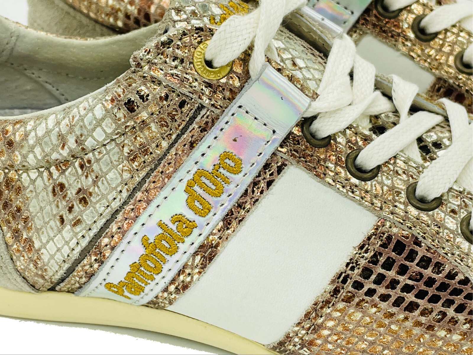 PANTOFOLA D’ORO Sneaker esclusive in pelle Pantofola d'Oro taglia 37 (UK 4) glitter bianco oro station wagon