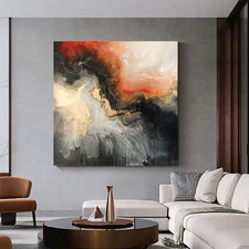 modern wall art decor hand painted abstract oil painting on canvas Black