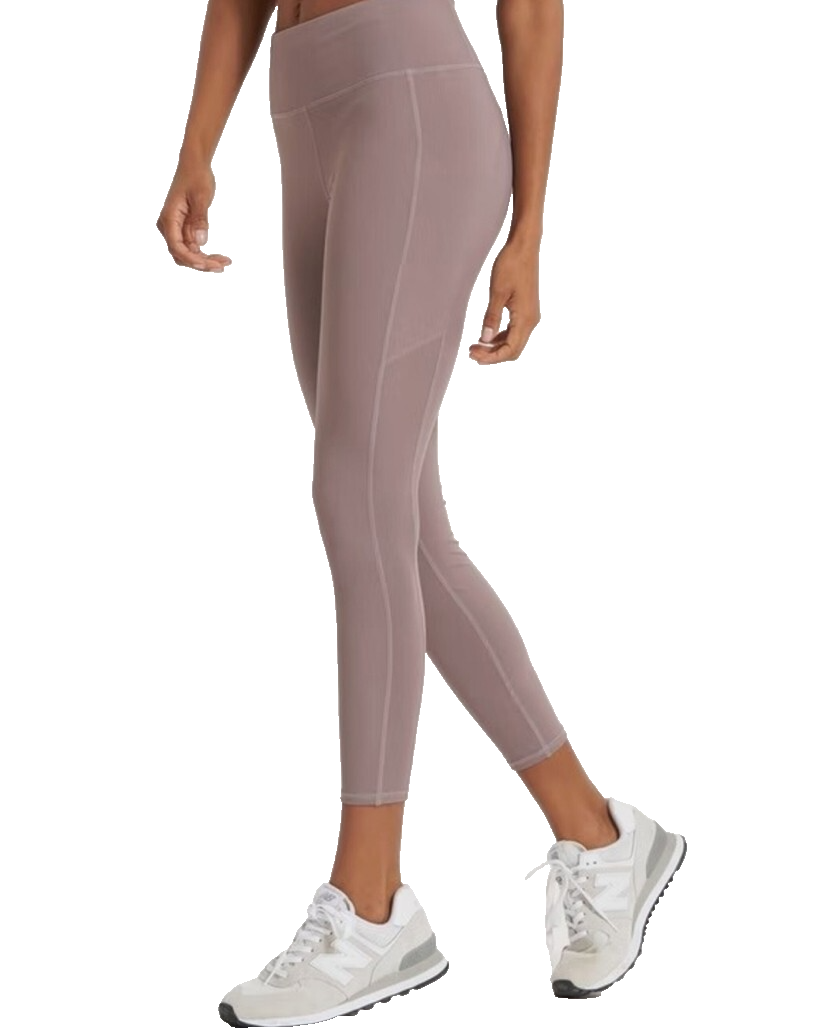 Vuori Stride Leggings in Brown Hazel with Compression Pocket Zipper for Running Yoga Gym