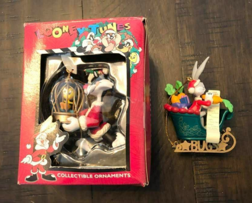 LOT d'ornements Looney Tunes Sylvester Tweety Bugs lapin traîneau matrice Noël - Photo 1/2