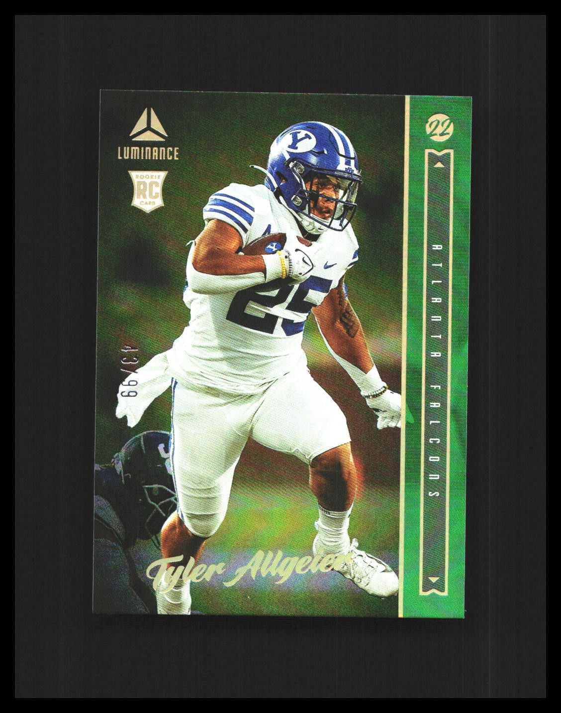 2022 Tyler Allgeier Rookie Card Panini Luminance Green /99 #110 Atlanta Falcons