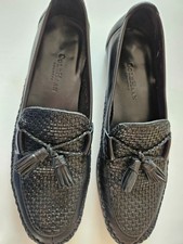 COLE HAAN WOMENS BLACK LEATHER WEAVING TASSEL...