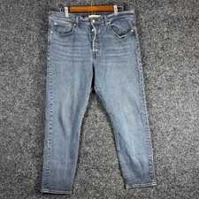 Levis Premium Wedgie Straight Jeans Womens 32 Blue Denim High Rise Button Fly