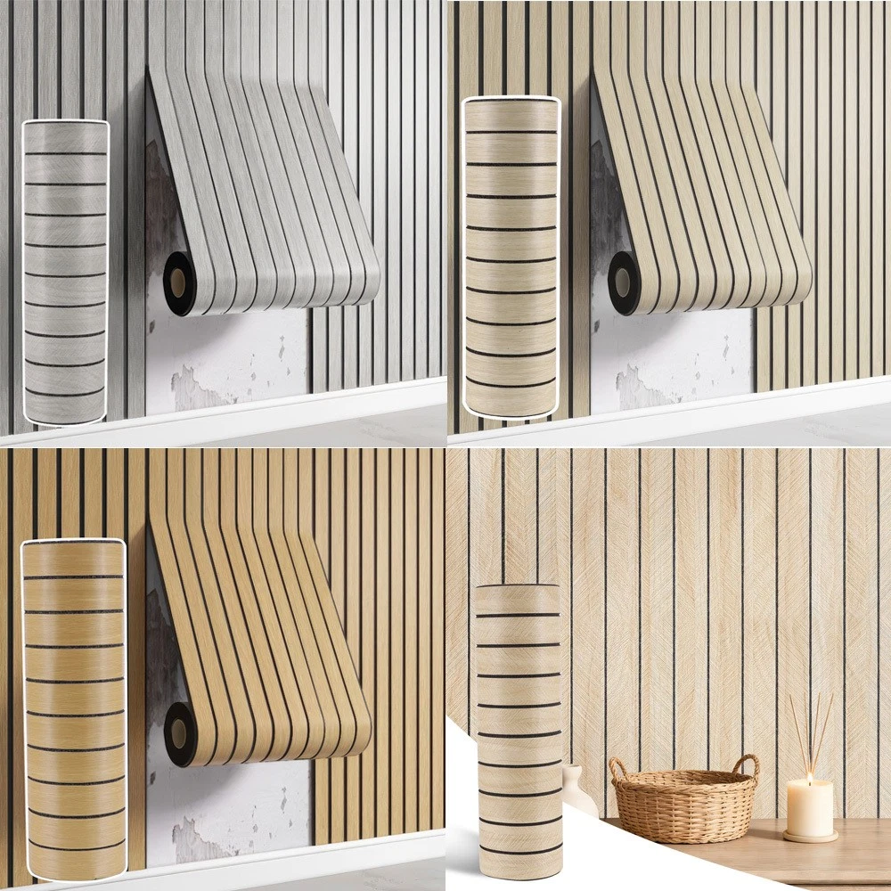 Paneles de Pared Autoadhesivos 3M de Lamas de Madera Efecto 3D Papel Pintado Hágalo Usted Mismo Fácil