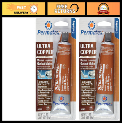 Ultra Copper RTV Silicone Gasket Maker 3 Oz - High-Temp Sealant (2 Pack)