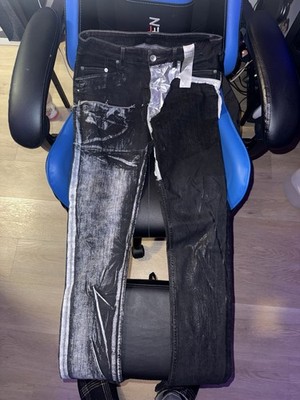 Rick Owens DRKSHDW Men's Black Denim Jeans Slim Skinny Dark Wash Zip Button