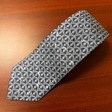 Hart Schaffner Marx Art Deco Necktie Blue Silk Mens Tie Business FLAW