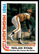 1982 Topps Nolan Ryan #5 Highlights Houston Astros