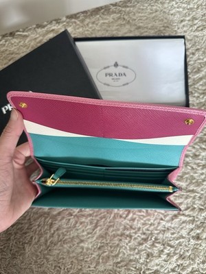 PRADA Long Wallet Saffiano Leather Begonia Fuxi Pink 1MH132 Brand