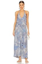 Vestido Natalie Martin Lola - XSmall - 100% Seda - Estampado Selva Azul Lago - ¡NUEVO CON ETIQUETAS!