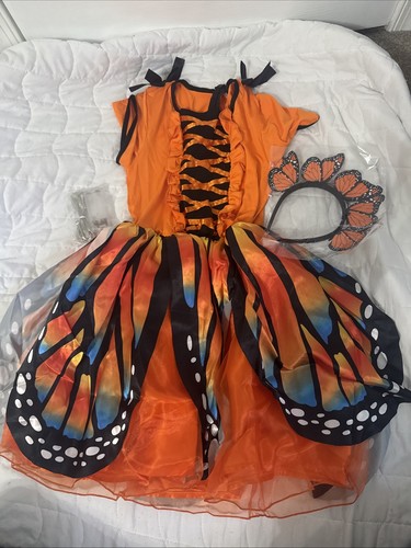 Butterfly Halloween Costume 10 150 Youth Dress Wing Lights Headband 2 Pc Monarch