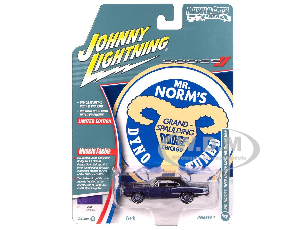 1970 DODGE CORONET SUPER BEE PLUM CRAZY 1/64 JOHNNY LIGHTNING