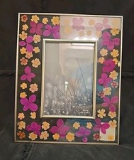 Pressed Flowers Picture Frame By Inhabit 4x6" Fuchsia Color
