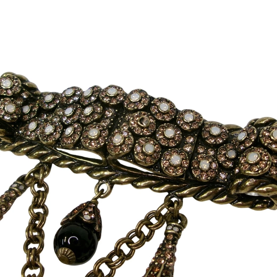 Broche pendurado de cristal Heidi Daus bronze Majestic Fu cachorro assinado - Imagem 3 de 4