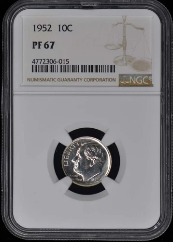 1952 Roosevelt Dime (Silver) 10C NGC PR67