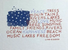 Life is Good Crusher Women’s Large White Short Sleeve Positivity Flag Patriotic