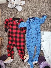2 Carter's 12 Month Fleece Sleepers/ Footed Pajamas