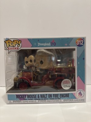 Funko Pop Disneyland 70th Mickey Mouse & Walt Disney on Fire Engine #312-NIB