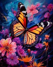 Easy Butterfly Paint by Numbers Kit for Adults, Flowers Paint by Number Kits on