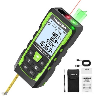 3-in-1 Laser Measuring Tool, 400Ft Laser Measure & 33Ft Green Cross Line Lase...