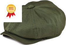 BOTVELA Men's Newsboy Flat Cap 100 Cotton Gatsby Ivy Golf 7 1/8, Army Green