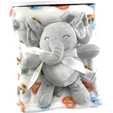 Stylish Baby Plush Elephant Lovey Toy Fleece Animal Face Blanket Set Lion Koala