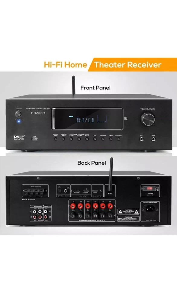Pyle BT Streaming Home Theater Receiver - 5.2-Ch Surround Sound Stereo System - Image 2 of 3