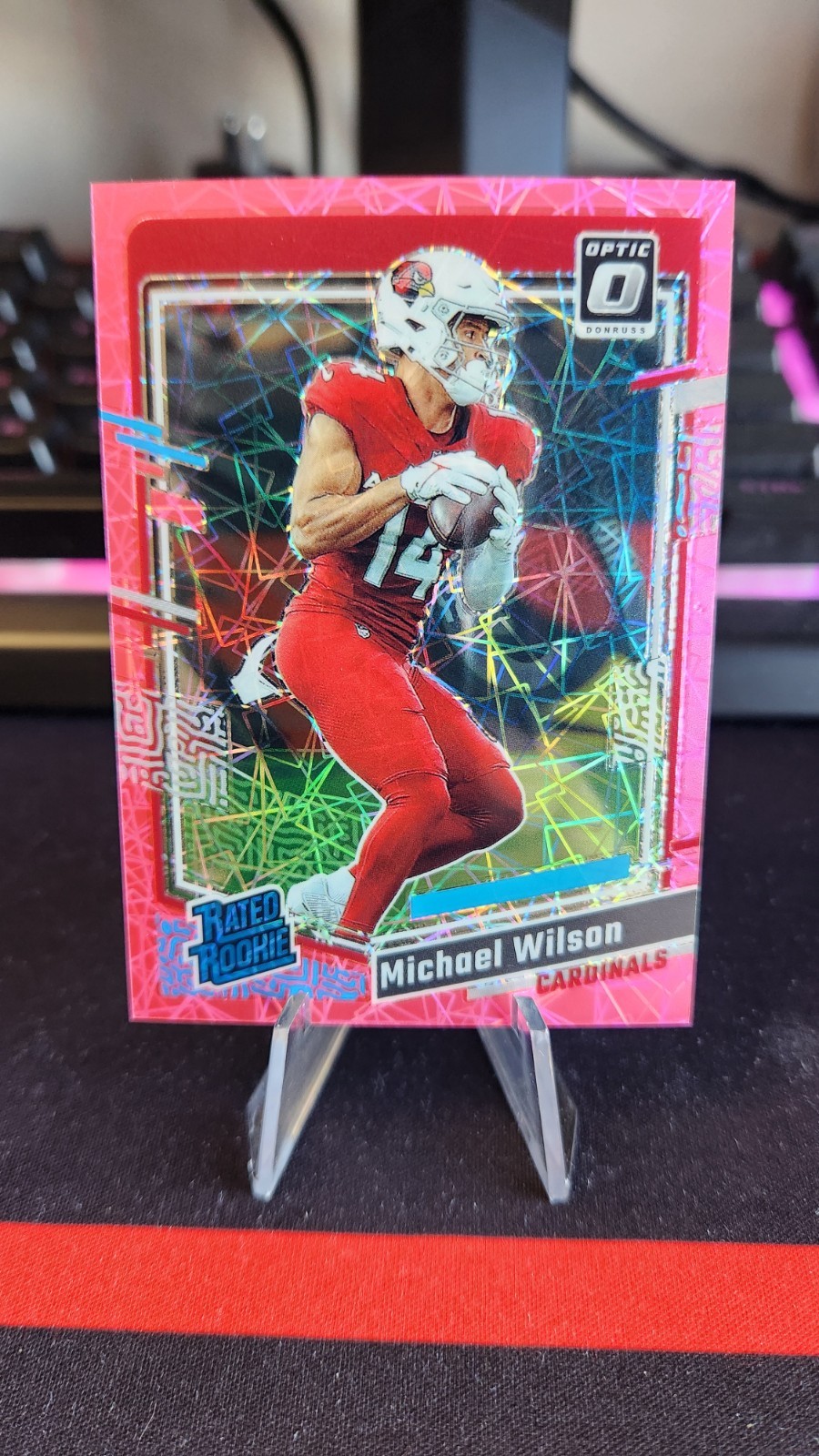 2023 Panini Optic -Rated Rookie Michael Wilson #204 Pink Velocity Prizm /79 (RC)