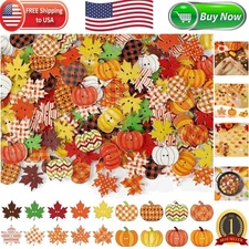 Autumn-Themed 260 Wooden Buttons for Crafts & DIY Decor - Thanksgiving Special