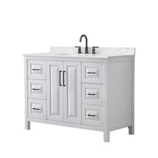 Wyndham Collection WCV252548S-QTZ-US3MXX Daria 48" - White / Giotto Quartz Top /