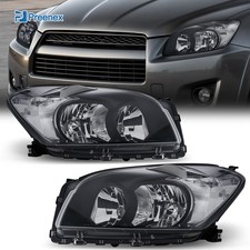 Headlights For 2009-2012 Toyota Rav4 Left Right Pair Black Clear Headlamps New