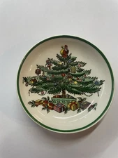 New 3" Spode Christmas Tree Butter Pat Trinket Teabag Dish England