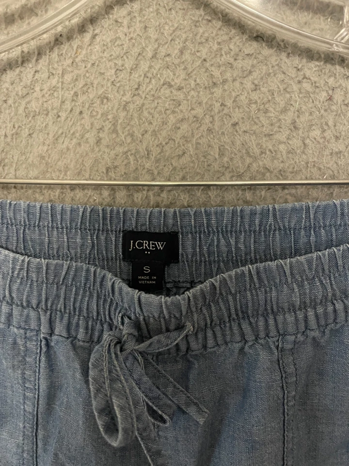 Pantalones cortos para mujer J Crew talla pequeña azul cambray algodón cordón adulto Foto 2 de 4