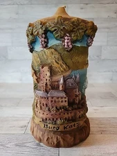 Vtg German Gunter Kerzen Eternal Candle Hand Painted West Germany Castle 9" Vine