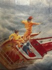 Vintage Nautical Sailboat Fabric Shower Curtain, Blue White Red, Grommet Top — photo 5