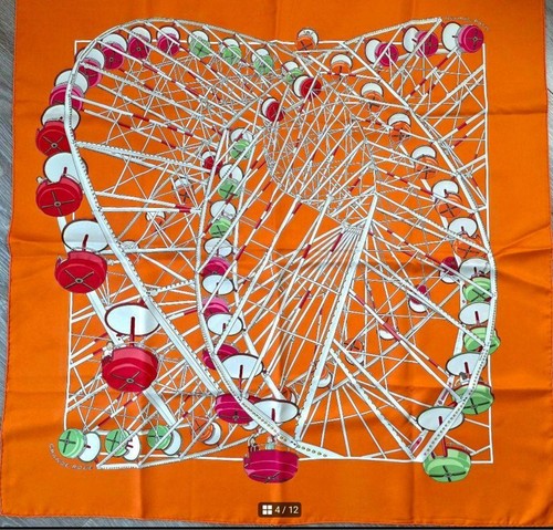 HERMES Scarf Carre 90 Grande Roue silk