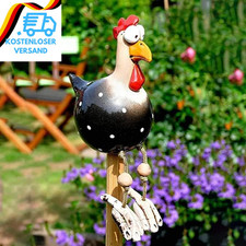 Keramik Huhn Gartendeko,Handarbeit Gartenstatue Dekorative Henne Gartenstecker,G