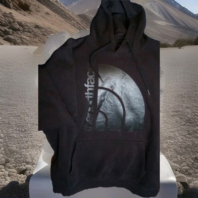 The North Face Black Fleece Pullover Hoodie with Graphic Logo Kangaroo Pocket