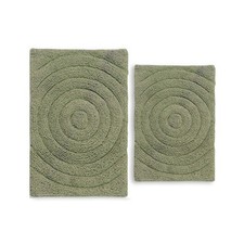 Knightsbridge Traditional Echo Design 2 PC Cotton Bath Rug Set Sage
