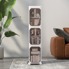White 3-Tier Slim Bathroom Storage Cabinet Narrow Floor Standing Storage Cabinet