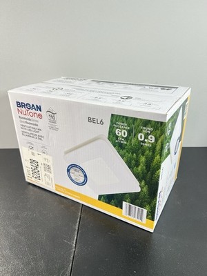 Broan-NuTone BEL6 Bathroom Exhaust Fan w/LED Light, 60 CFM, 0.9 Sones, White NEW