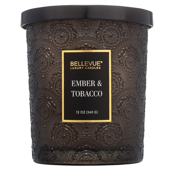 bellevue luxury candles amber and tobacco Embossed Glass 12 oz. Candle, 4-pack Bellevue Luxury Candles Ember &