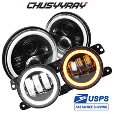 For Freightliner Coronado Combo DOT 7'' LED Headlights 4 inch Fog Lights Kits