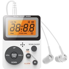 Pocket AM FM Radio, Personal Portable Digital Radio with Stereo Earphone,