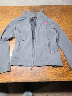 Used North Face Womens Grey Jacket Front Zip Size Medium Zip Pockets Polyester