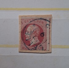 Hannover 1859 Freim König Giorgio timbrato su carta con offset di taglio (t91)