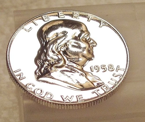 1958 Gem  Proof  Franklin  EYE CANDY " Blazing  Original  Luster "  #129-87