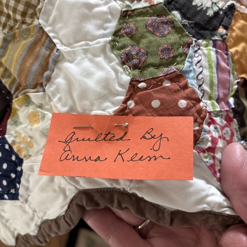 Gorgeous 1940s vintage Feed Sack Quilt 78”x 88” From Goshen Indiana Mary Kline - Picture 15 of 24
